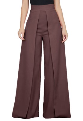 Autumn Pure Brown High Waist Loose Professional Trousers