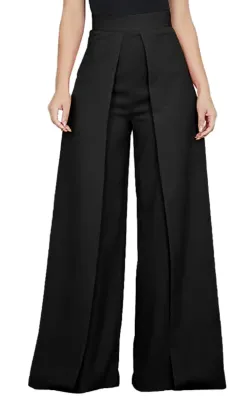 Autumn Pure Black High Waist Loose Professional Trousers