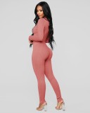 Autumn Pink Tight Long Sleeve Top and Pant Set