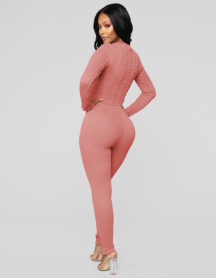 Autumn Pink Tight Long Sleeve Top and Pant Set