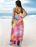 Summer Multicolor Print Sexy Straps Maxi Dress