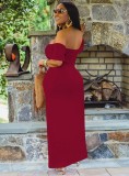 Summer Sexy Red Off Shoulder Hollow out Long Maxi Dress