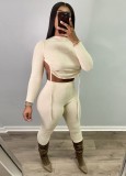 Autumn Plus Size Sexy Long Sleeve Crop Top and Pant set