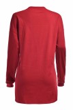Autumn Red Girl Lace Up Round Neck Long Sleeve Sweats Dress