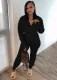 Autumn Black Zip Up Long Sleeve Hoody Sports Tracksuit