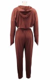 Autumn Brown Zip Up Long Sleeve Hoody Sports Tracksuit