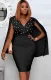 Autumn Sexy Black Sleeveless Bodycon Dress with Cape