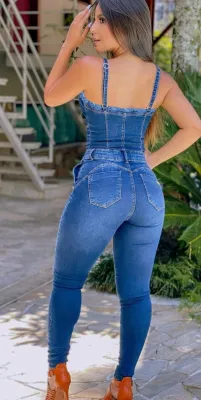 Summer Sexy Demin Button Straps Ripped Jumpsuit