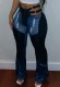 Autumn Blue Bandage tape Waist With Contrast Patched Pant