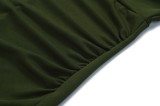 Autumn Elegant Green Long Sleeve Ruching Professional Midi Dress