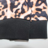 Autumn Plus Size Leopard Patchwork Long Sleeve Round Neck Tracksuit