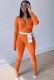 Fall Orange Crop Top and Pants 2 Piece Tracksuit