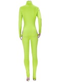 Fall Sexy Green Cut Out Turtleneck Bodycon Jumpsuit