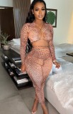 Fall Women Sexy Snake Skin Fitted Crop Top and Pants Two Piece Set