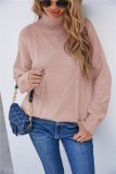 Winter Pink Turndown Collar Regular Pullover Sweater