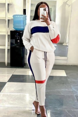 Fall Casual Color Block Top and Pants Sweatsuit