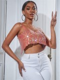 Fall Sexy Pink Sparkly Party Crop Top