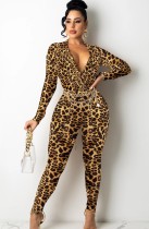 Fall Party Leopard Fitted Top and Pants Set
