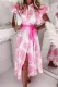 Fall Elegant Print Ruffles Long Blouse Dress
