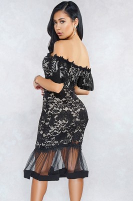 Fall Formal Black Lace Sweetheart Mermaid Party Dress