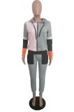Winter Fashion Contrast Color Hoodie Top and Pants Jogger Tracksuit