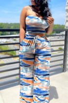 Summer Print Casual Strapless Loose Jumpsuit