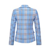 Autumn Blue checks Long Sleeve Blazer