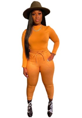 Autumn Yellow Skinny Long Sleeve Top and Pant Set