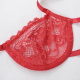 Summer Sexy Red Lace Bra and Panty Lingerie Set