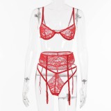 Summer Sexy Red Lace Bra and Panty Lingerie Set