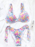 Summer Floral Wide Straps Two Piece Swimsuit