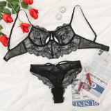 Summer Sexy Black Lace Bra and Panty Lingerie Set