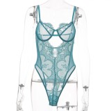 Summer Sexy Blue Keyhole Lace Straps Teddy Lingerie