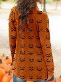 Autumn Halloween Special Printing Long Sleeve Collarless Cardigan