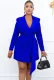 Fall Professional Blue Long Sleeve Knotted Blazer Dress