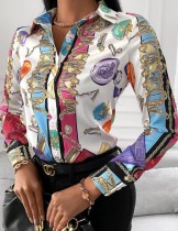 Autumn Casaul Retro Print Long Sleeve Shirt