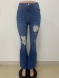 Autumn Ripped High Waist Flare Jeans