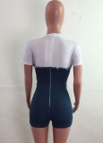 Summer Jeans Blue With White Up Short Sleeve Denim Rommer