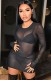Autumn Sexy Black See throgh Long Sleeve with Thumb Hole Bodycon Dress