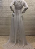 Autumn White Lace Long Sleeve Pregenant Evening Dress