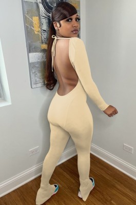 Autumn Sexy Backless Long Sleeve Jumpsuit