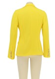 Autumn Yellow Long Sleeve with Button Slim Blazer