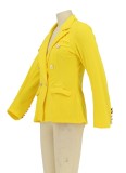 Autumn Yellow Long Sleeve with Button Slim Blazer
