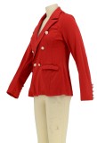 Autumn Red Long Sleeve with Button Slim Blazer
