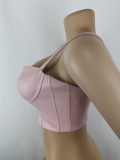 Fall Pink Camisole club Sling Zipper Crop Top
