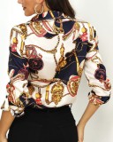 Fall Elegant Retro Chain Long Sleeve Blouse