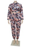 Fall Plus Size Multi Camou Hoodies and Pants Set