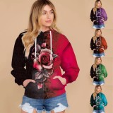 Autumn Plus Size Casual Floral Hoody Top