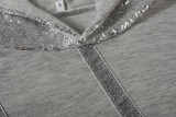 Autumn Casual Sequins Hoody Grey Top