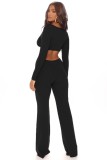 Autumn Formal Black Cut Out Long Sleeve Jumpsuit